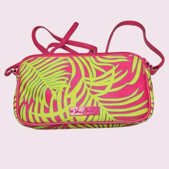 Vera Bradley Handbags - Vera Bradley Pink Green Summer Palm Crossbody Purse